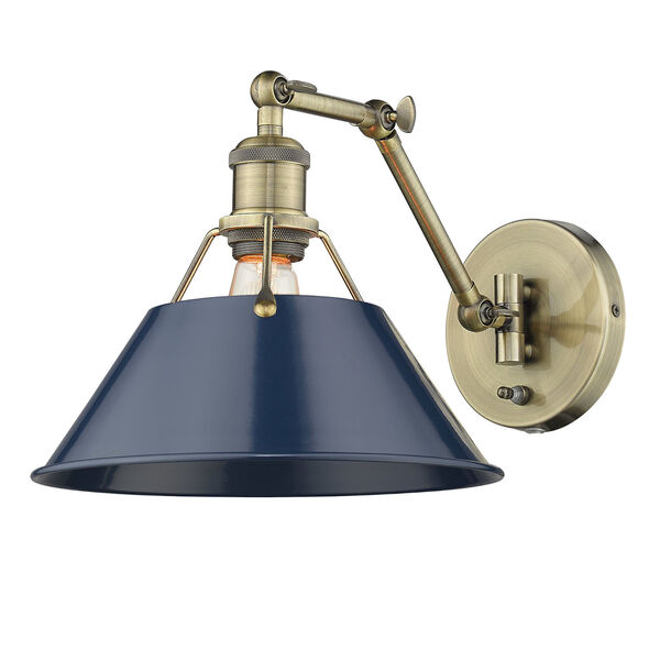Orwell Aged Brass and Navy Blue One-Light Wall Sconce, image 5
